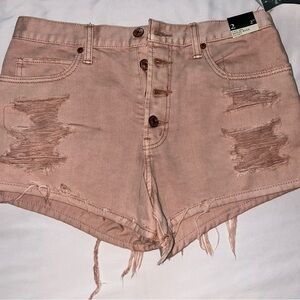 Abercrombie & Fitch Light Pink Distressed Jean Shorts